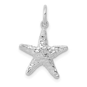 14K White Gold Polished 3-D Starfish Necklace Charm Pendant